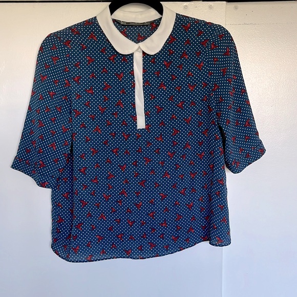 Zara Tops - Zara Trafuluc Origami Bird Print Top